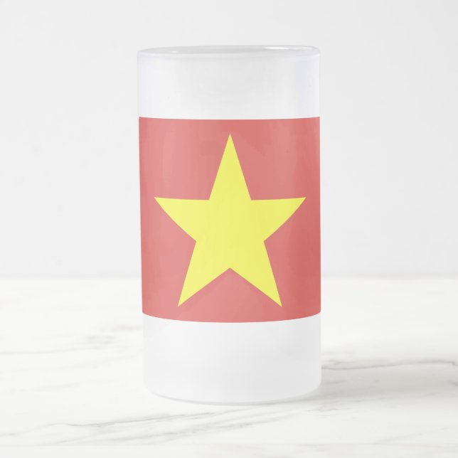Taza De Cristal Esmerilado Bomba de vidrio escarcha con bandera de Vietnam (Centro)