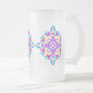 Taza De Cristal Esmerilado Bomba de vidrio escarcha con patrón de Rangoli