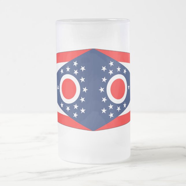 Taza De Cristal Esmerilado Bomba de vidrio escarchado con bandera de Ohio, Es (Centro)