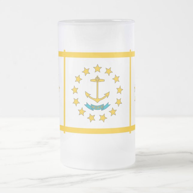 Taza De Cristal Esmerilado Bomba de vidrio escarchado con bandera de Rhode Is (Centro)