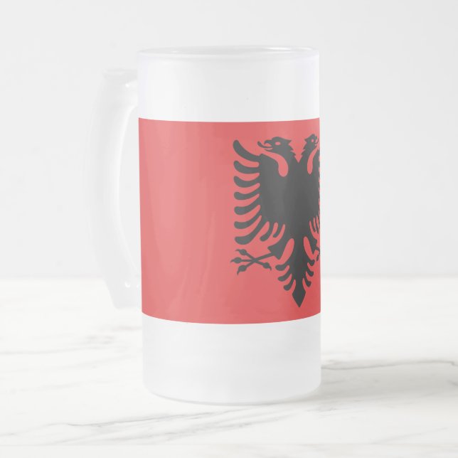 Taza De Cristal Esmerilado Bomba de vidrio escarpado con bandera de Albania (Anverso izquierdo)
