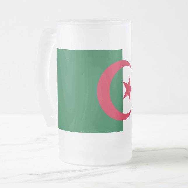 Taza De Cristal Esmerilado Bomba de vidrio escarpado con bandera de Argelia (Anverso izquierdo)