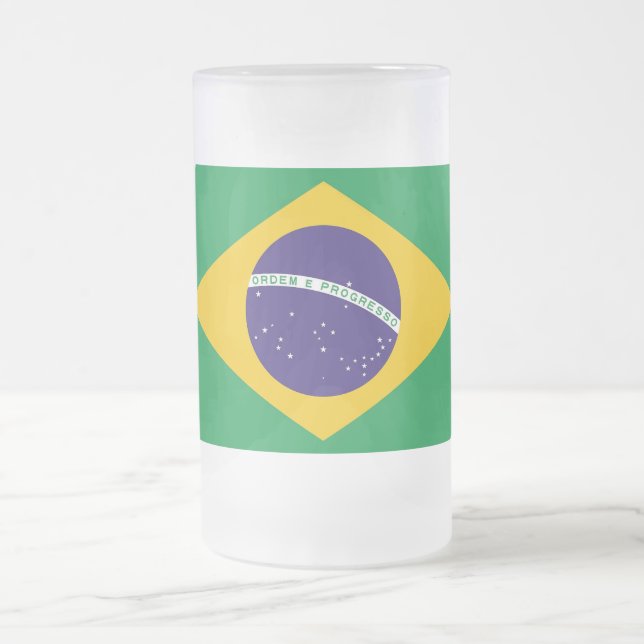 Taza De Cristal Esmerilado Bomba de vidrio escarpado con bandera de Brasil (Centro)