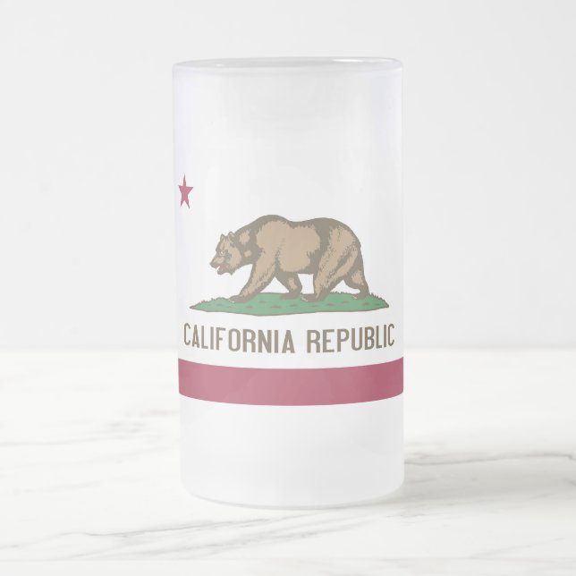 Taza De Cristal Esmerilado Bomba de vidrio escarpado con bandera de Californi (Centro)