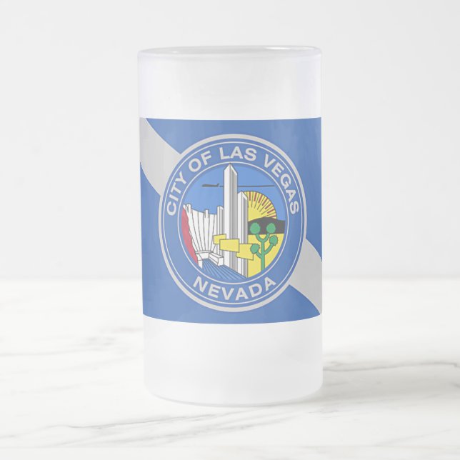 Taza De Cristal Esmerilado Bomba de vidrio escarpado con bandera de Las Vegas (Centro)