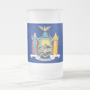 Taza De Cristal Esmerilado Bomba de vidrio escarpado con bandera de Nueva Yor
