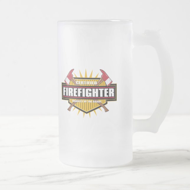 Taza De Cristal Esmerilado Bombero certificado (Derecha)