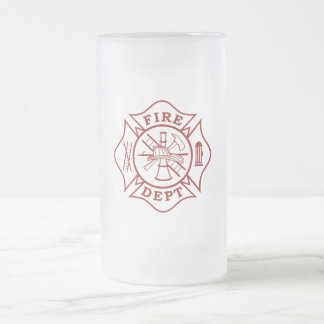 Taza De Cristal Esmerilado Bombero maltés cruzado de vidrio escarcha