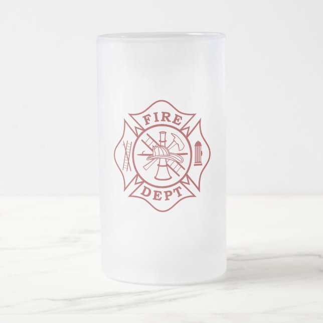 Taza De Cristal Esmerilado Bombero maltés cruzado de vidrio escarcha (Centro)