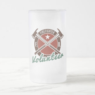 Taza De Cristal Esmerilado Bombero voluntario