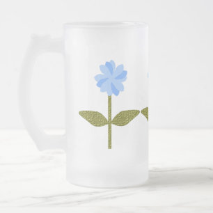 Taza De Cristal Esmerilado Bonito de flores de margarita azul Cerveza de vidr