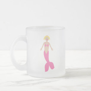 Taza De Cristal Esmerilado Bonito Fantasía rosa Mermaid