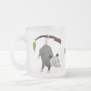 Taza De Cristal Esmerilado Bonito opossum colgando de un personalizado de suc