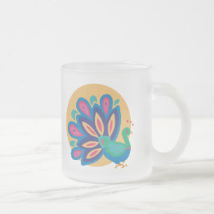 Taza De Cristal Esmerilado Bonito Peacock One