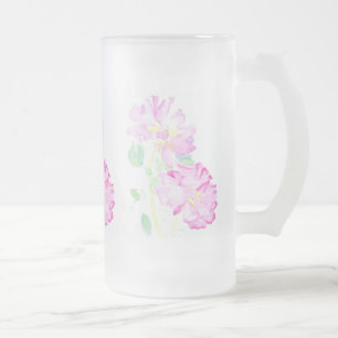 Taza De Cristal Esmerilado Bonito Rosas Rosas Escarcha De Vidrio