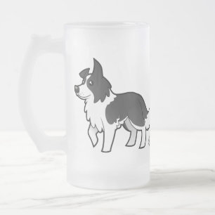 Taza De Cristal Esmerilado Border collie del dibujo animado