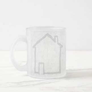 Taza De Cristal Esmerilado Bosquejo de la casa. Gris