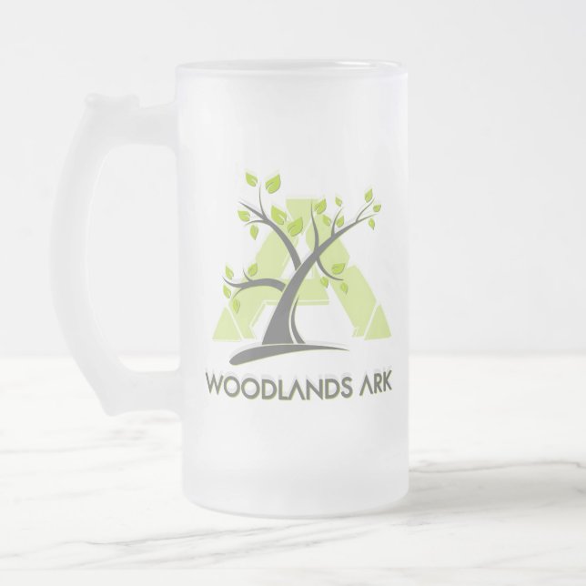Taza De Cristal Esmerilado Bosques de maderaARK de vidrio escarpado con LOGO (Izquierda)