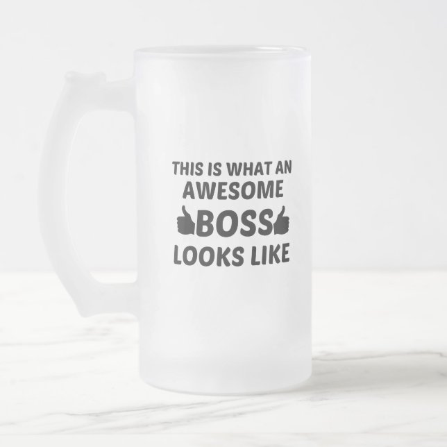 TAZA DE CRISTAL ESMERILADO BOSS AWESOME (Izquierda)