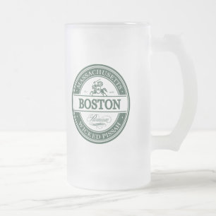 Taza De Cristal Esmerilado Boston Massachusetts - pissah travieso