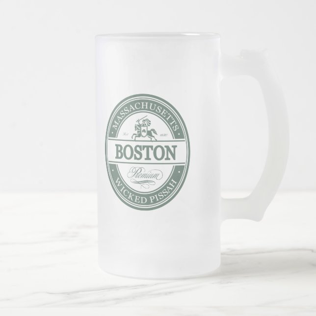 Taza De Cristal Esmerilado Boston Massachusetts - pissah travieso (Derecha)