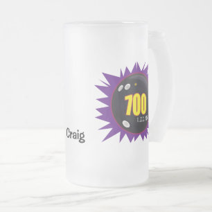 Taza De Cristal Esmerilado Bowling serie 700, púrpura con bolera,