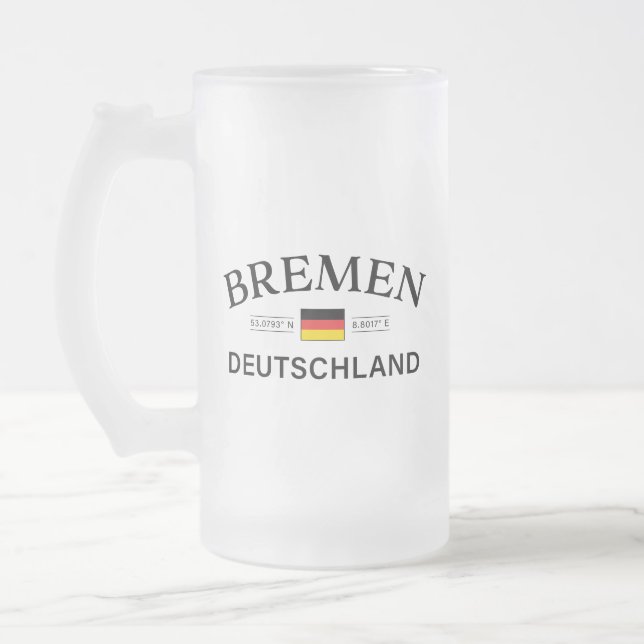 Taza De Cristal Esmerilado Bremen Deutschland coordina Alemania (Izquierda)