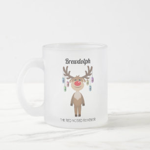 Taza De Cristal Esmerilado Brewdolph el Reno Cerveza Nariz Roja
