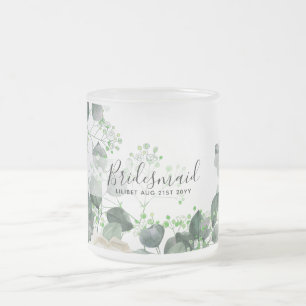 Taza De Cristal Esmerilado Bridesmaid Regalos White Roses Tema Personalizado