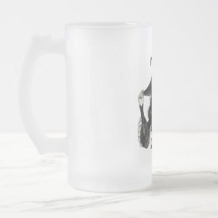 Taza De Cristal Esmerilado Bruja en el paño de encaje