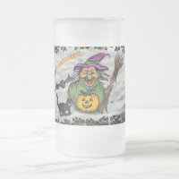 Bruja, gato, murciélago y calabaza, ¡Feliz Hallowe