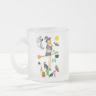 Taza De Cristal Esmerilado Bruja y arte