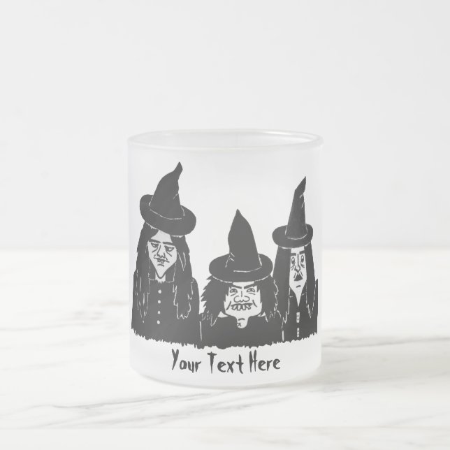 Taza De Cristal Esmerilado brujas negras espeluznantes y espeluznantes hallow (Centro)