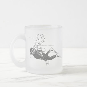 Taza De Cristal Esmerilado Buceador de Scuba