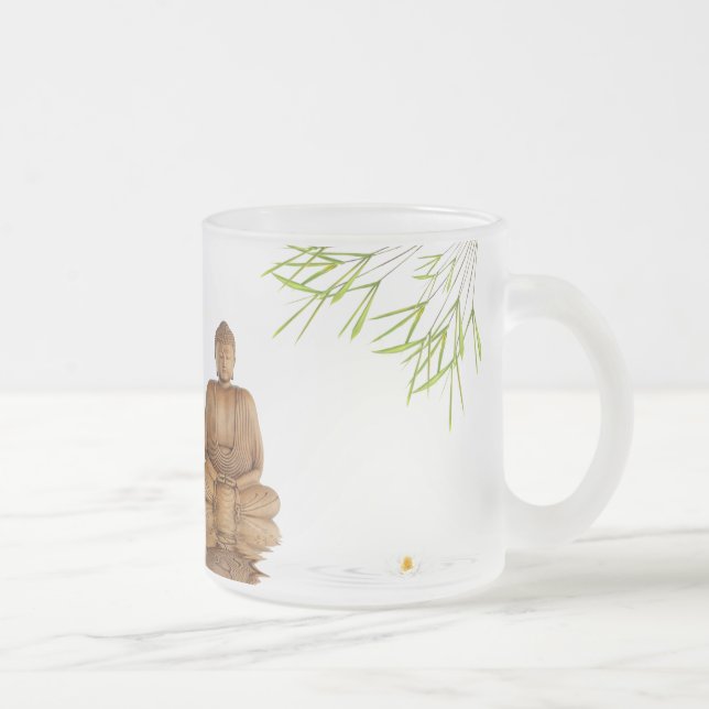 Taza De Cristal Esmerilado Buda, zen, tranquilidad, sanación de la paz, belle (Derecha)