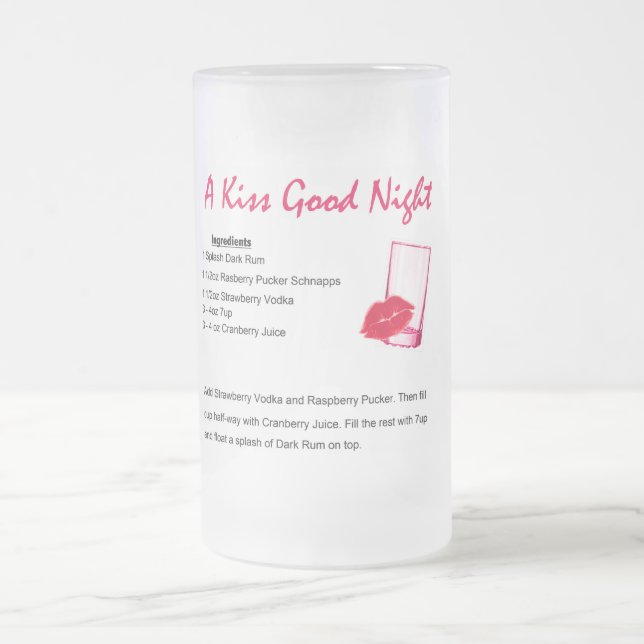 Taza De Cristal Esmerilado Buenas noches del beso (Centro)