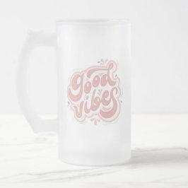 Taza De Cristal Esmerilado Buenas Vibraciones
