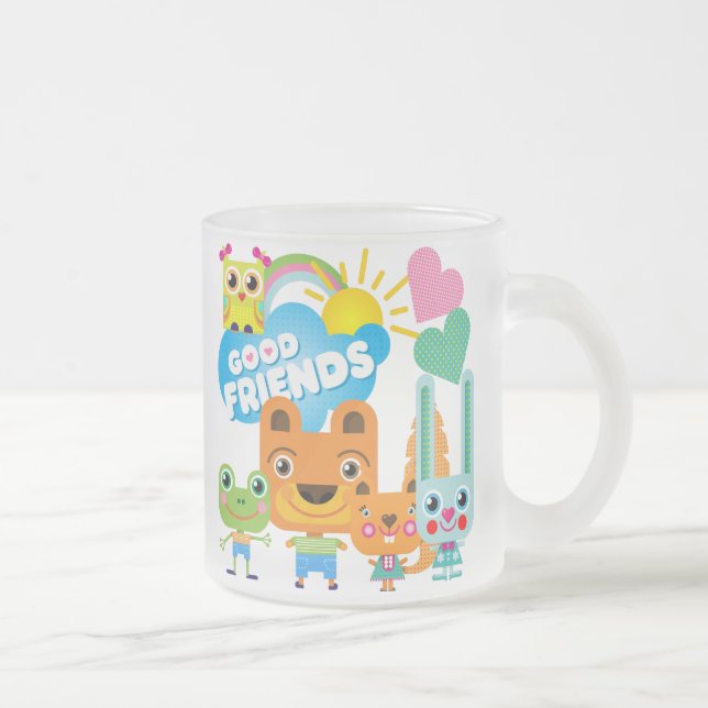 Taza De Cristal Esmerilado Buenos amigos de los animales (Derecha)