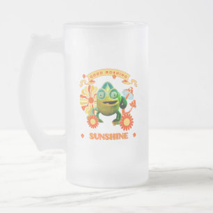Taza De Cristal Esmerilado Buenos Días Sol Funny Camaleón