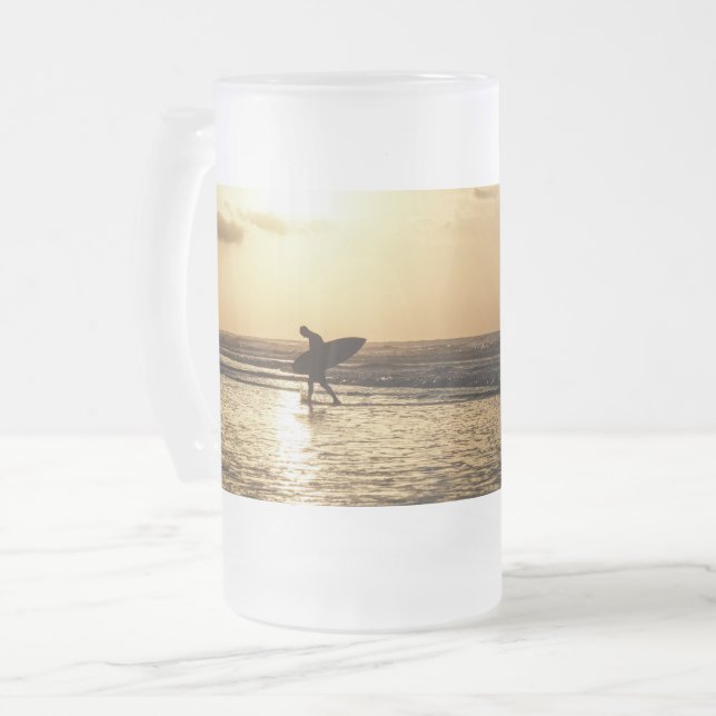 Taza De Cristal Esmerilado Buenos días Surfer Frosted Glass Beer Mug (Anverso izquierdo)