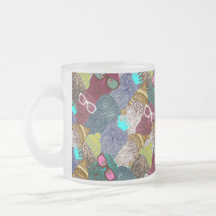 Taza De Cristal Esmerilado Búho en la corona