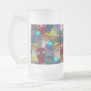 Taza De Cristal Esmerilado Búho en la corona
