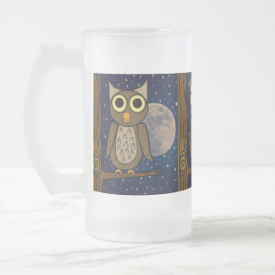 Taza De Cristal Esmerilado Búho nocturno