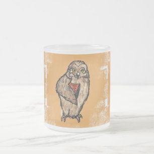 Taza De Cristal Esmerilado Búho Sabio