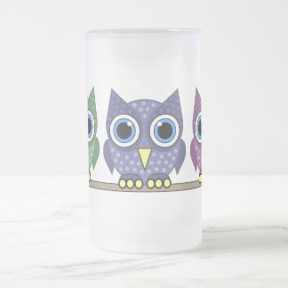 Taza De Cristal Esmerilado búhos