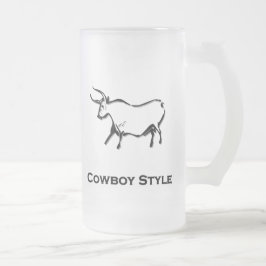 Taza De Cristal Esmerilado Bull Cowboy Style Black