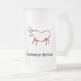 Taza De Cristal Esmerilado Bull Cowboy Style Brown