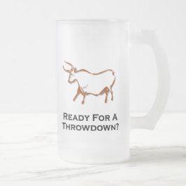 Taza De Cristal Esmerilado Bull Listo Para Un Marrón Despertador