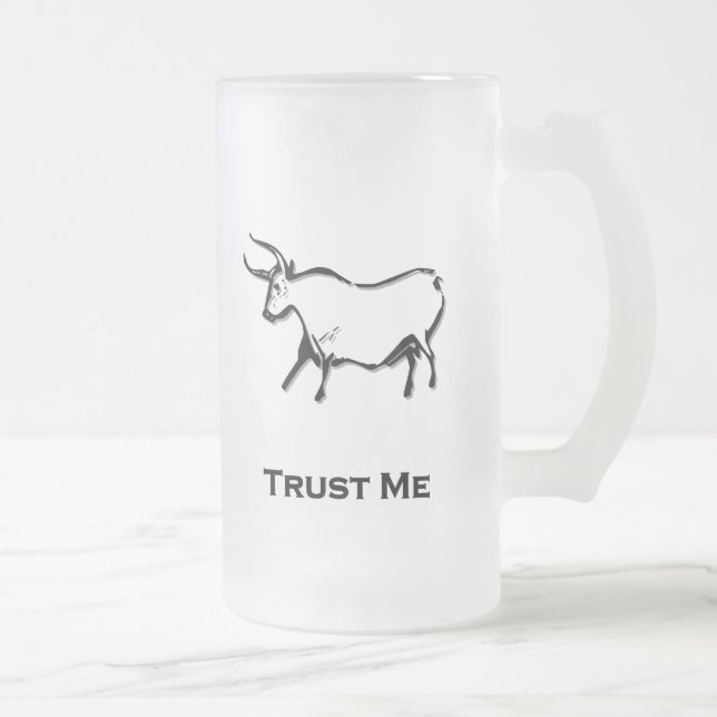 Taza De Cristal Esmerilado Bull Trust Me Black (Derecha)