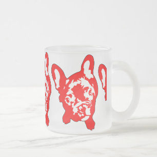 Taza De Cristal Esmerilado Bulldog francés
